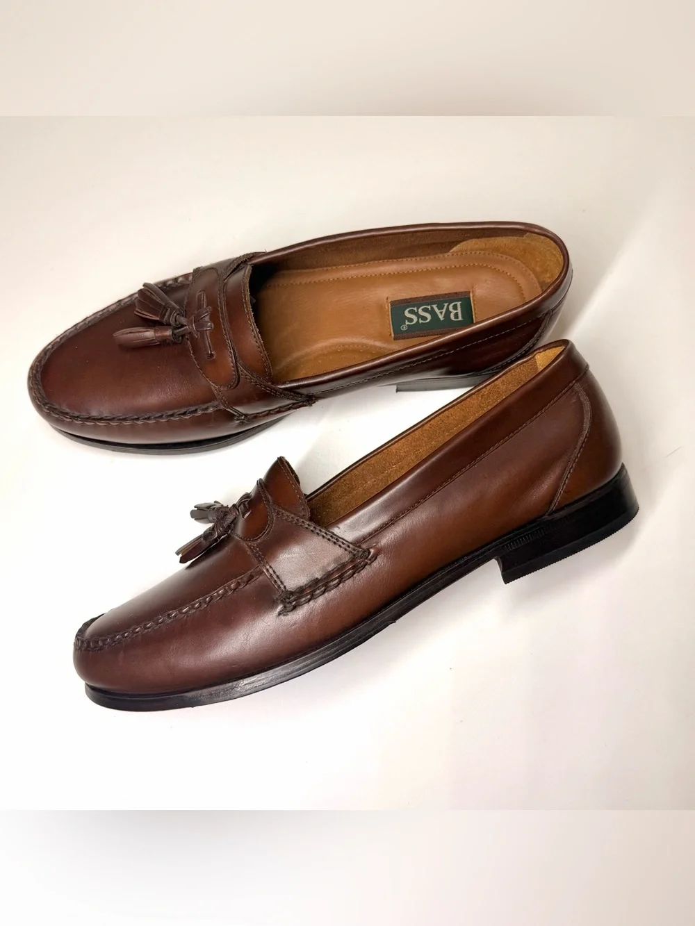 Bass Men's Brown Leather Tassel loafers Shoes Size - 12 M